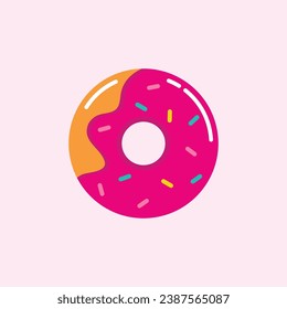 Sweet strawberry donut vector illustration. American traditional food