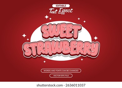 Sweet strawberry editable text effect with cartoon pink text style