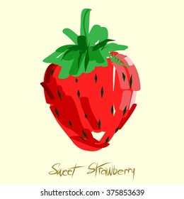 Sweet strawberry fruit doodle. Vector illustration