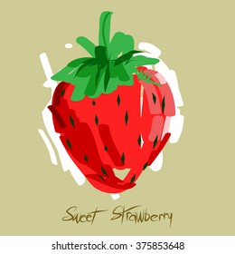 Sweet strawberry fruit doodle. Vector illustration