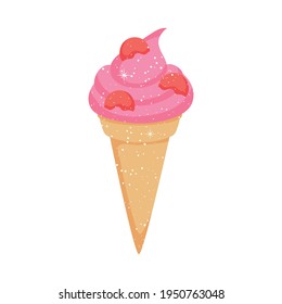 sweet strawberry ice cream cone