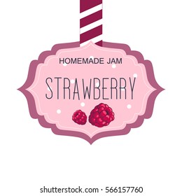 Sweet Strawberry Jam Pink Template Label With Berries