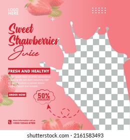 Sweet Strawberry Juice Sale Social Media Post Design