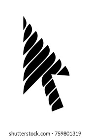 Sweet stripe cursor arrow vector icon. Striped symbol as icon. Simple illustration of arrow with sweet stripes direction. Vector symbol icon for web or print design.