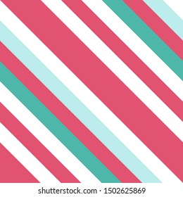 Sweet stripes. Baby pattern with delicate pink and mint green diagonal lines. Seamless vector pattern