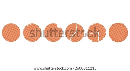 Sweet Stroopwafels vector set, hand drawn stroopwafels, dutch bakery and pastry desserts. Broken, hole and bitten holland waffles for menu