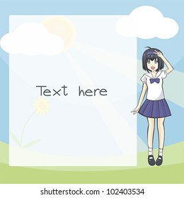 Sweet Student Diary and notepad. A plain notepad for everyone to use with a cute Thai school-girl on the right.