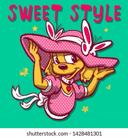sweet style cute stylish dog character illustration home textile linens pajama tee shirt wallpaper poster card icon print graphic design