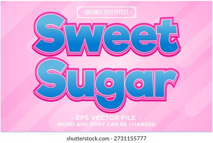 Sweet Sugar Texteffekt - bearbeitbarer 3D-Schriftstil in Blau und Pink Candy auf weichem Hintergrund