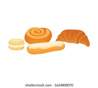 Sweet and Sugary Pastry Isolated on White Background Vector Illustration. Food for Good Brain Function