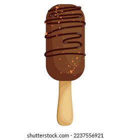Sweet summer dessert, popsicle on a stick. Vector graphics.