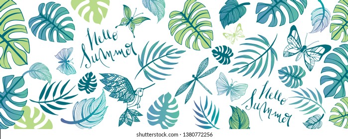 Sweet summer doodles full vector large banner
