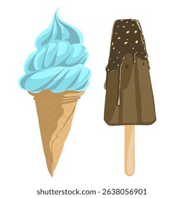 Sweet Summer Duo – Ice Cream Cone and Chocolate Popsicle