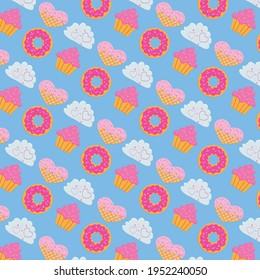 sweet summer hot ice cream donut and pancake pattern