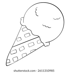 sweet summer ice cream cone style line cute doodle illustration