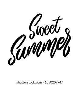 Sweet summer. Lettering phrase on white background. Design element for poster, card, banner, sign. Vector illustration