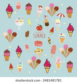 Sweet Summer i love Ice Cream vector