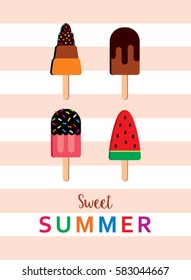 sweet summer poster with popsicle graphic