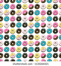 Sweet summer retro donuts seamless pattern. Stock vector