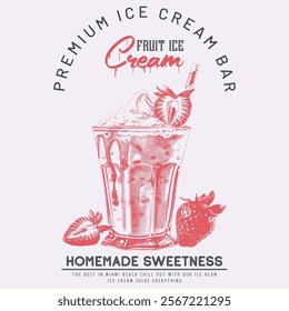 Sweet summer, Retro ice cream hand drawn vector art, Enjoy summer with sweet ice cream, ice cream graphic print design for t shirt, apparel, posters, background and others. t shirt design woman