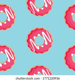 Sweet summer seamless pattern with donuts vector illustrations