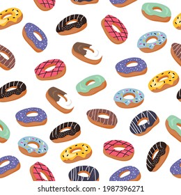 Sweet summer seamless pattern with donuts.