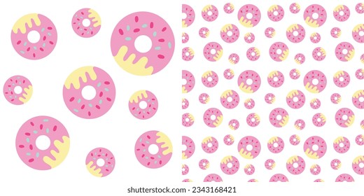 Sweet summer seamless pattern with donuts vector illustrations
