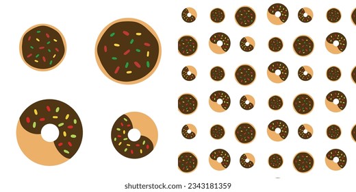 Sweet summer seamless pattern with donuts vector illustrations.Seamless pattern with glazed donuts.Girly.