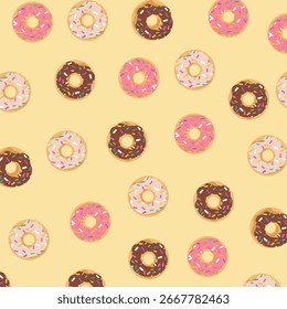 Sweet summer seamless pattern with donuts. Donuts background. Useful also as design element for texture, pattern or gift wrapping.