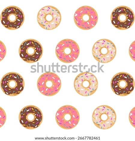 Sweet summer seamless pattern with donuts. Donuts background. Useful also as design element for texture, pattern or gift wrapping.