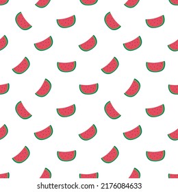 sweet summer seamless pattern with watermelon slices. for wallpaper, fabric, wrapping paper or decoration. Vector shabby hand drawn illustration
