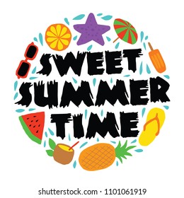 Sweet Summer Time Slogan, 100% vector best for print design like t-shirt, mug, frame and other
