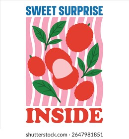 Sweet Surprise Inside - Summer fruits T-shirt vector, Retro Summer Beach Vibes, kawaii fruit food Tees, Fruit Quote For Shirts