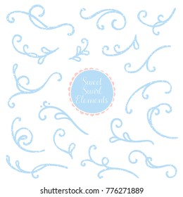 Sweet swirl element set - cute vintage style. Perfect for decor, invitation card, party printable, ornament decoration, and any occasions and planner designs.