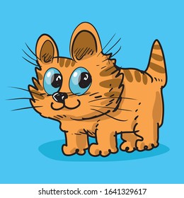 sweet tabby cat, cartoon style vector illustration. line, color and background are in separate layers.