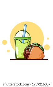 Sweet taco with apple juice