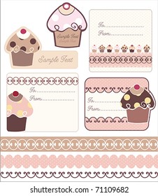 Sweet Tag & Borders Designs with Cupcake