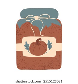 Sweet tasty autumn vector jam in glass jar on isolated background.
