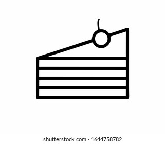 sweet tasty cake vector icon isolated in black and white for logo, sign, apps or website