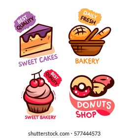 Sweet tasty cakes, bakery and donats. Best quality. Vector illustration
