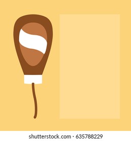 sweet & tasty dessert flat design style vector with place & space for text on the frame. simple modern clean cartoon chocolate syrup bottle isolated