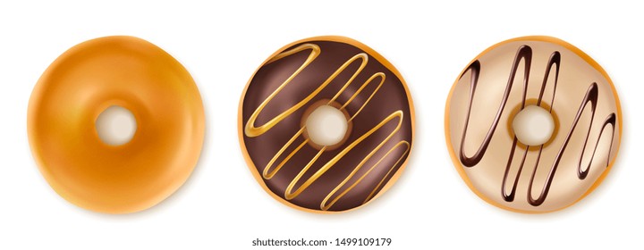 Sweet tasty donuts isolated on white.