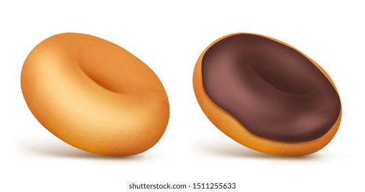 Sweet tasty donuts isolated on white.