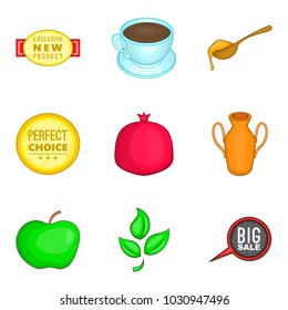 Sweet tea icons set. Cartoon set of 9 sweet tea vector icons for web isolated on white background