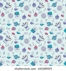 Sweet tea time seamless pattern