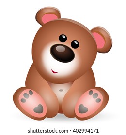 Sweet Teddy bear cartoon games character. Vector illustration, clip art, isolated on white background