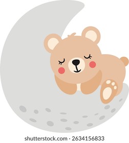 Sweet Teddy Bear Sleeping on the Moon
