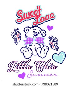 Sweet teddy bear tshirt design vector art