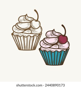 Sweet Temptations: Bakery Delights - Muffin Illustration