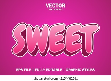 Sweet Text Effect With Pink Color 3d Style.